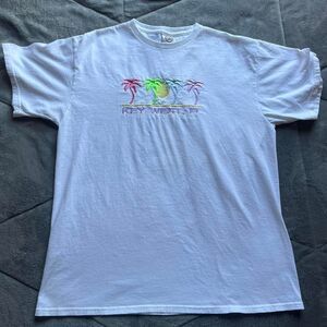 Vintage Y2K retro white Key West, Florida embroidered palm tree graphic tshirt L